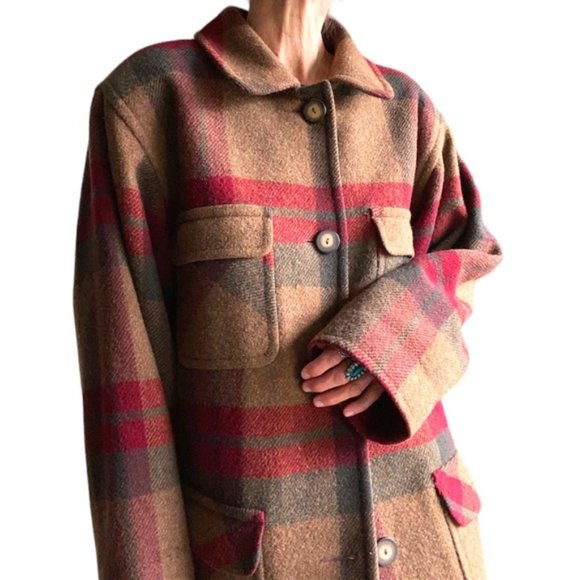 Eddie Bauer Jackets & Blazers - Eddie Bauer Plaid Wool Blanket Coat